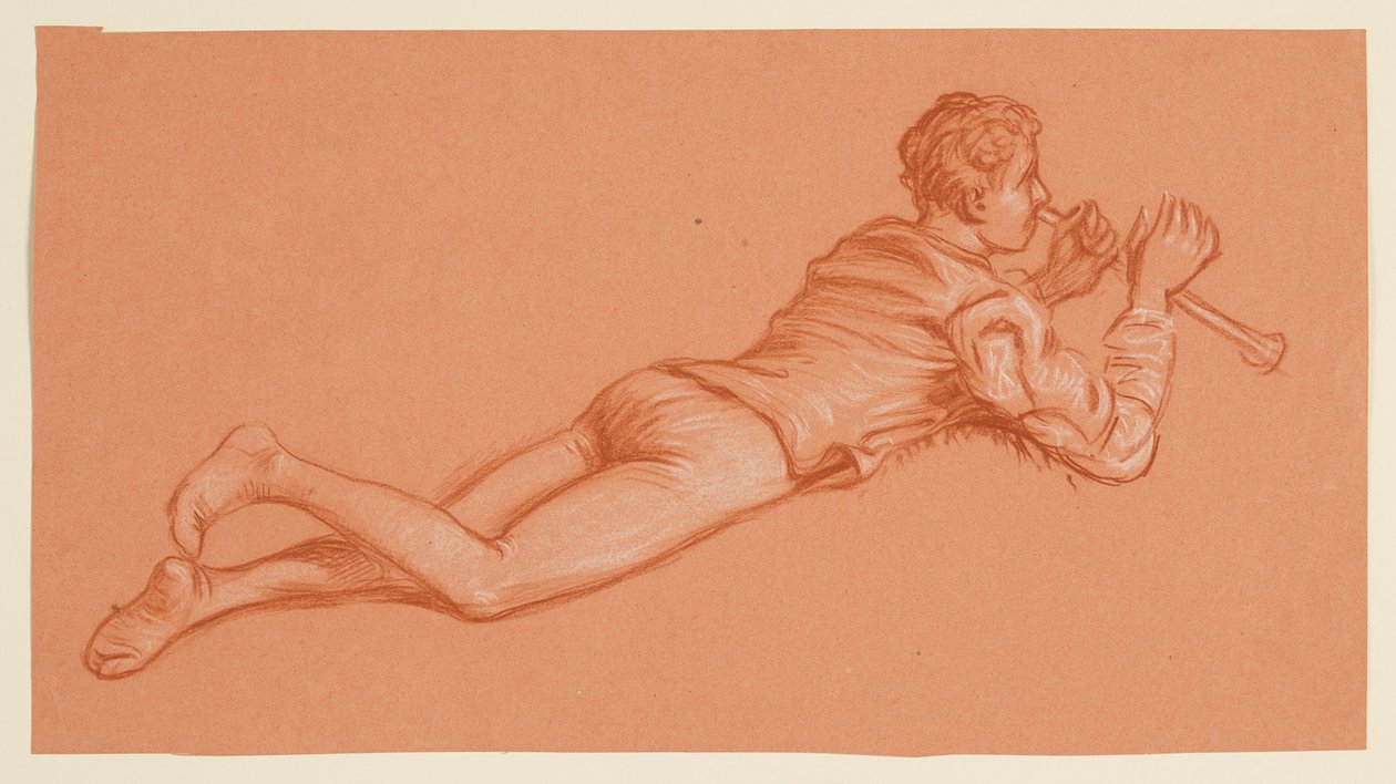 erkek kostümlü bir figürün incelenmesi by Elihu Vedder