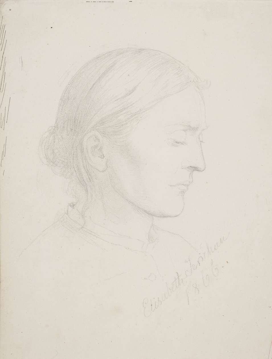 Profildeki yaşlı kadın by Elisabeth Jerichau Baumann