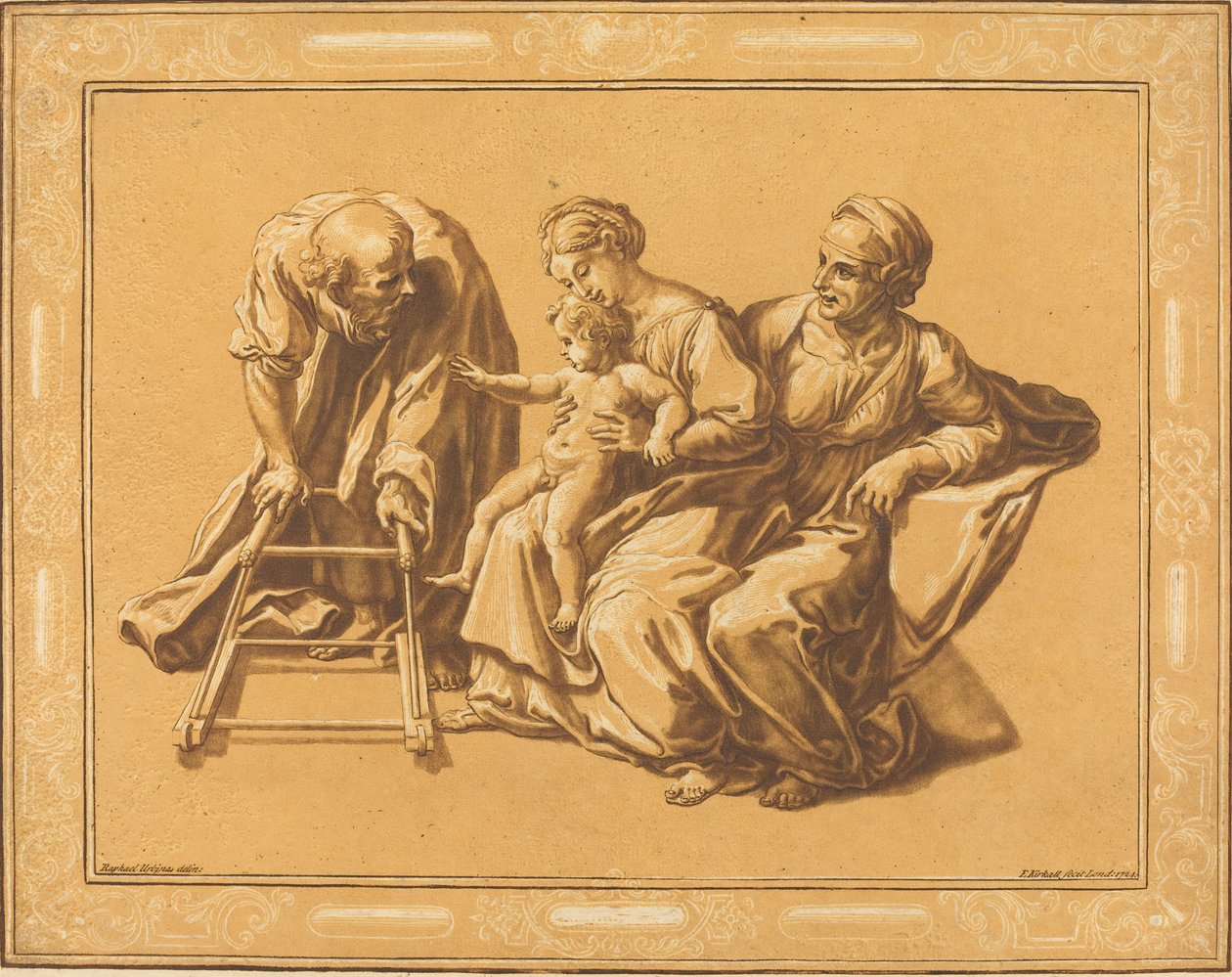 Kutsal Aile by Elisha Kirkall, after Giulio Romano