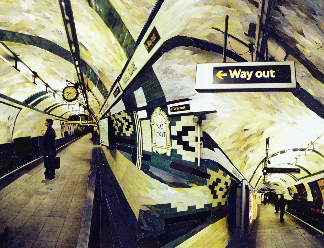 Way Out (Russell Square) 1998 (kağıt mozaik kolaj) by Ellen Golla