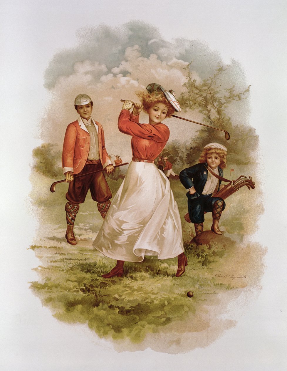 Golf (kromolitho) by Ellen Hattie Clapsaddle
