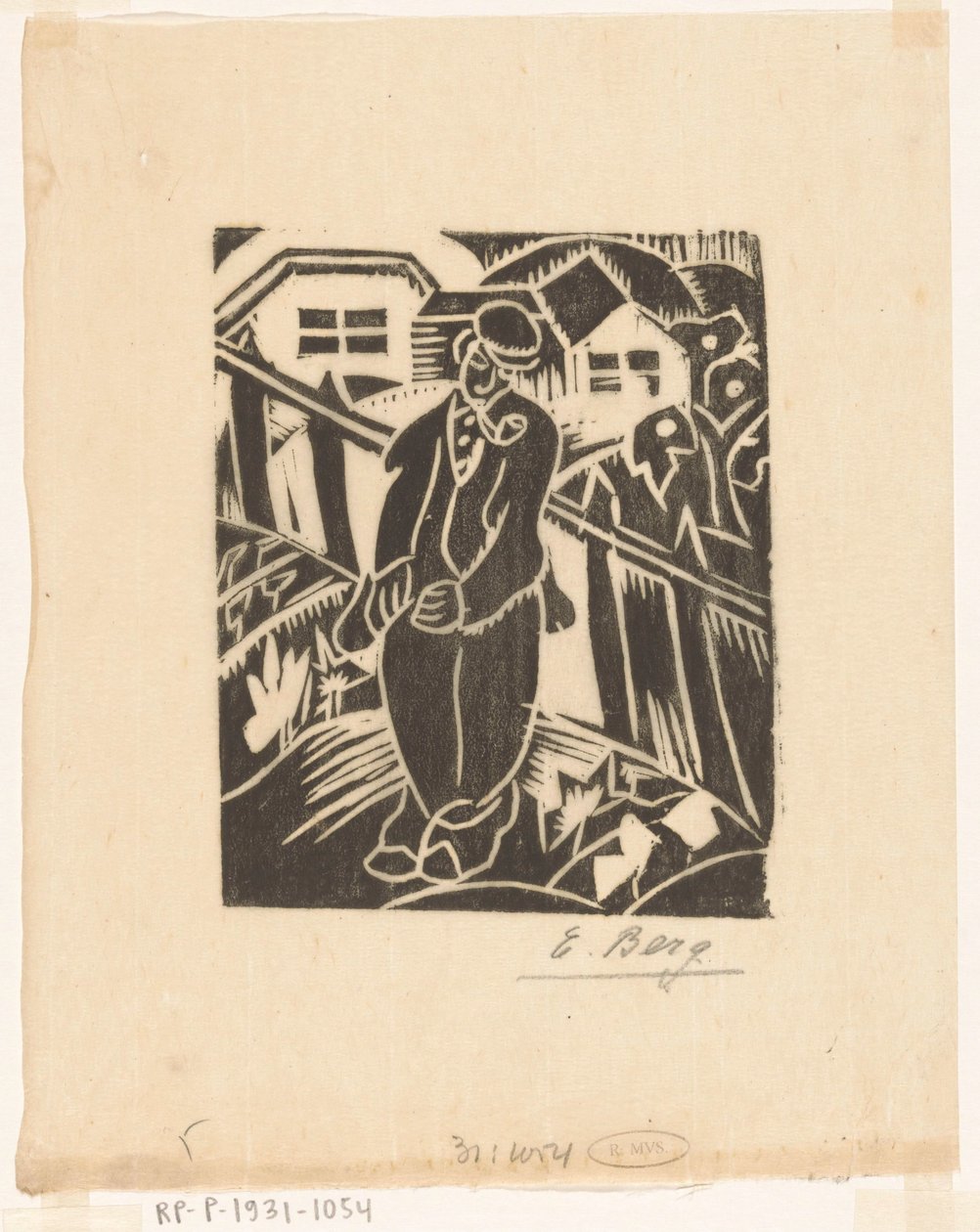 Adam sebze bahçesinde by Else Berg (signed by artist)