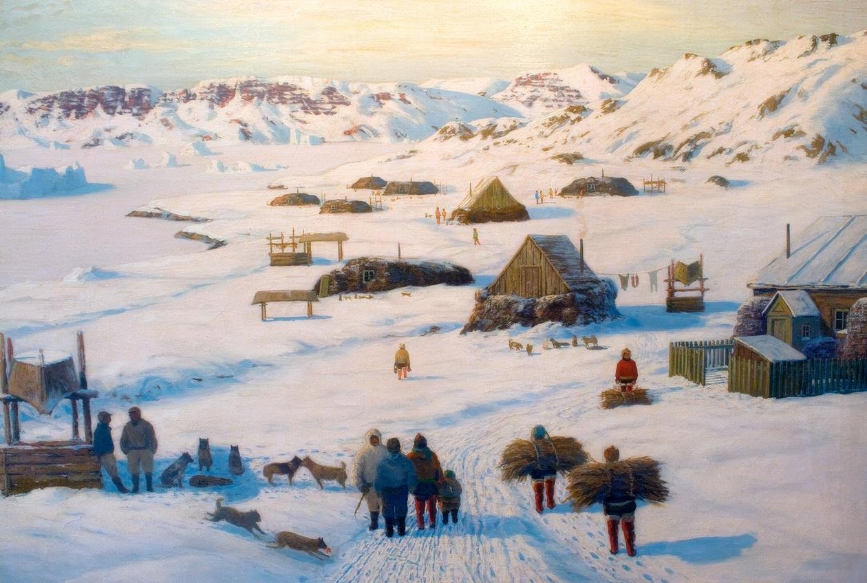 Kışın Inuit yerleşimi by Emanuel A. Petersen