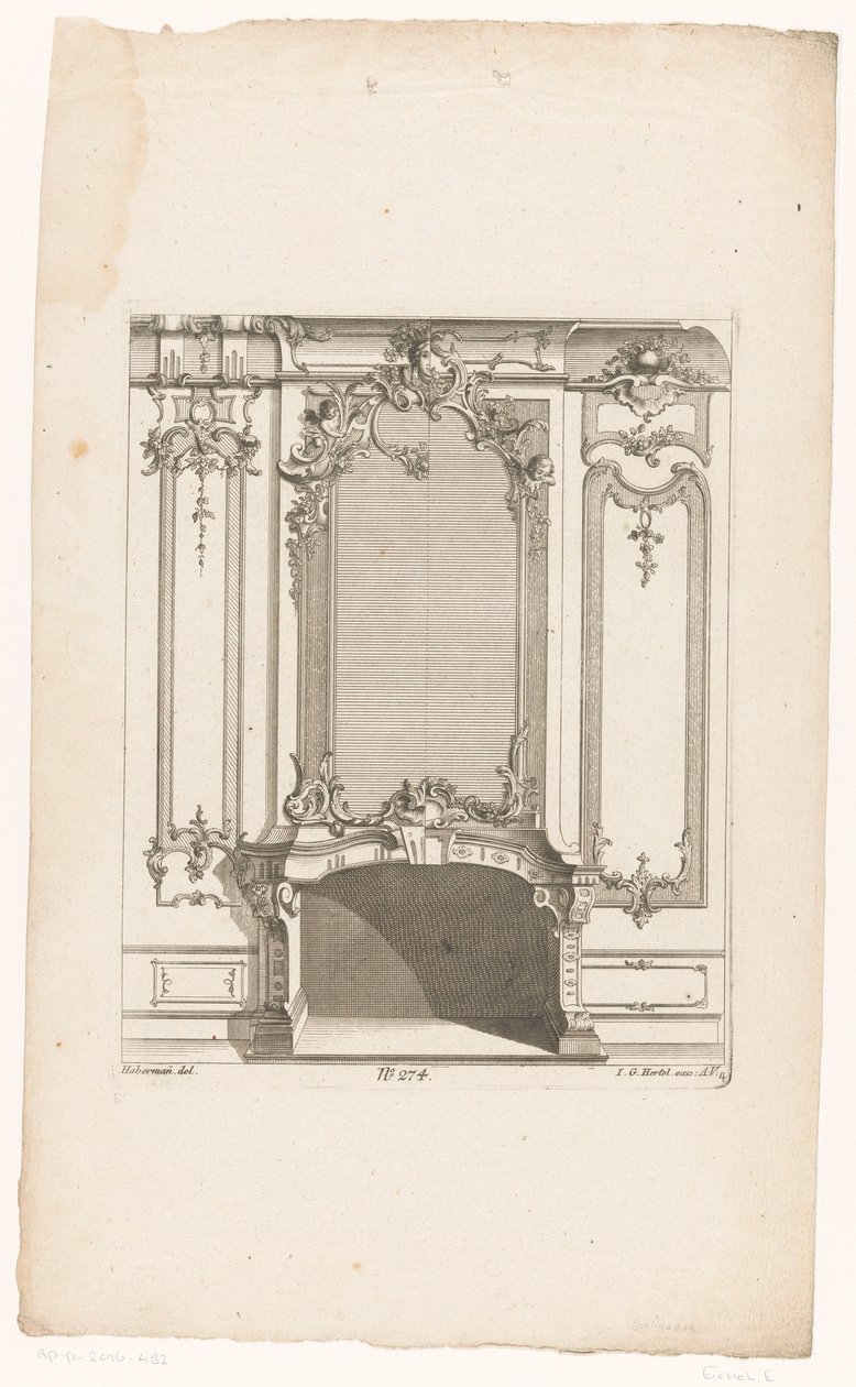 putti ile şömine Bacalar (seri başlığı) by Emanuel Eichel (possibly)