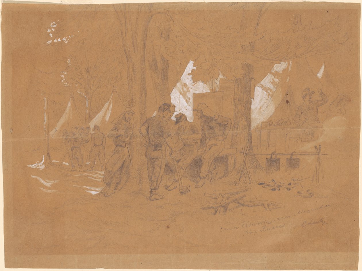 Ellsworth Kampı, İskenderiye Yakınında—Beş Zouaves by Emanuel Gottlieb Leutze