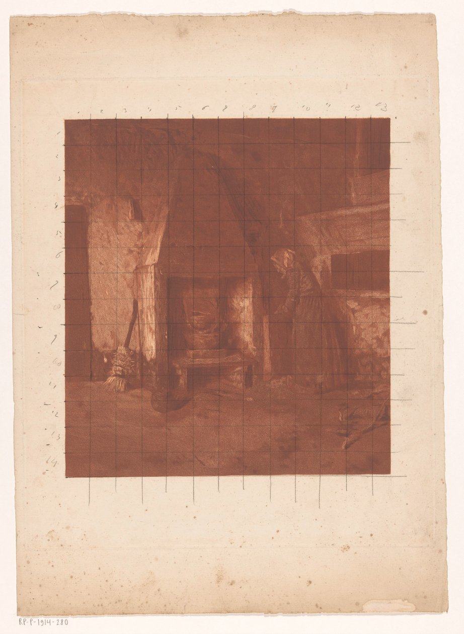 Şöminenin yanında duran köylü kadın by Emanuel Samson van Beever