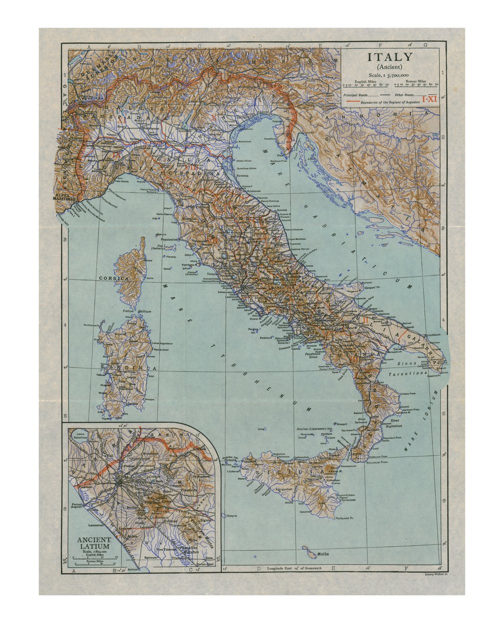 Antik İtalya Haritası, c1910