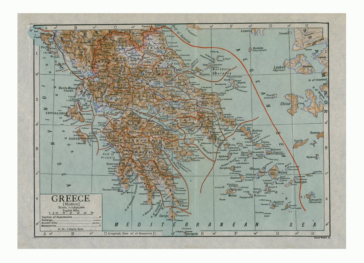 Modern Yunanistan Haritası, c1910