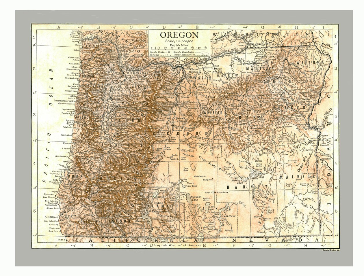 Oregon haritası, c1910. by Emery Walker
