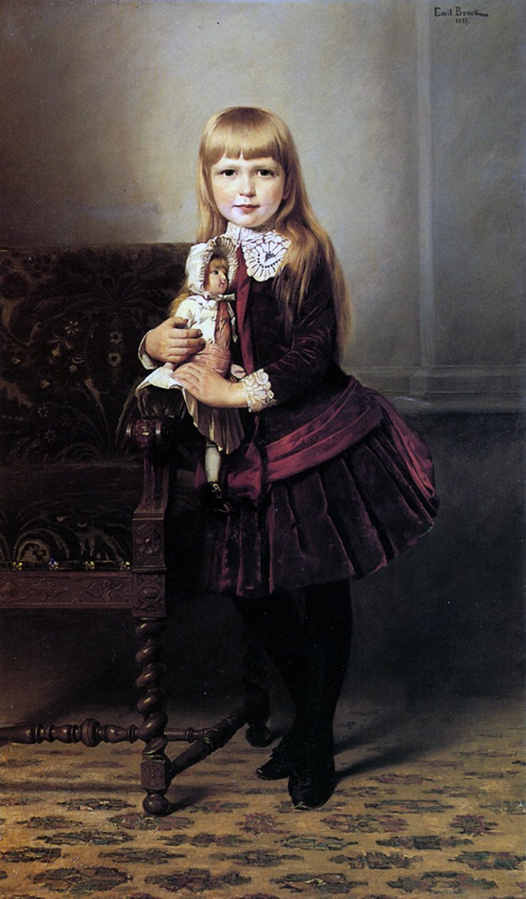 ತನ್ನ ಗೊಂಬೆಯೊಂದಿಗೆ ಚಿಕ್ಕ ಹುಡುಗಿ, 1887 ಟರ್ಕಿ by Emil Brack