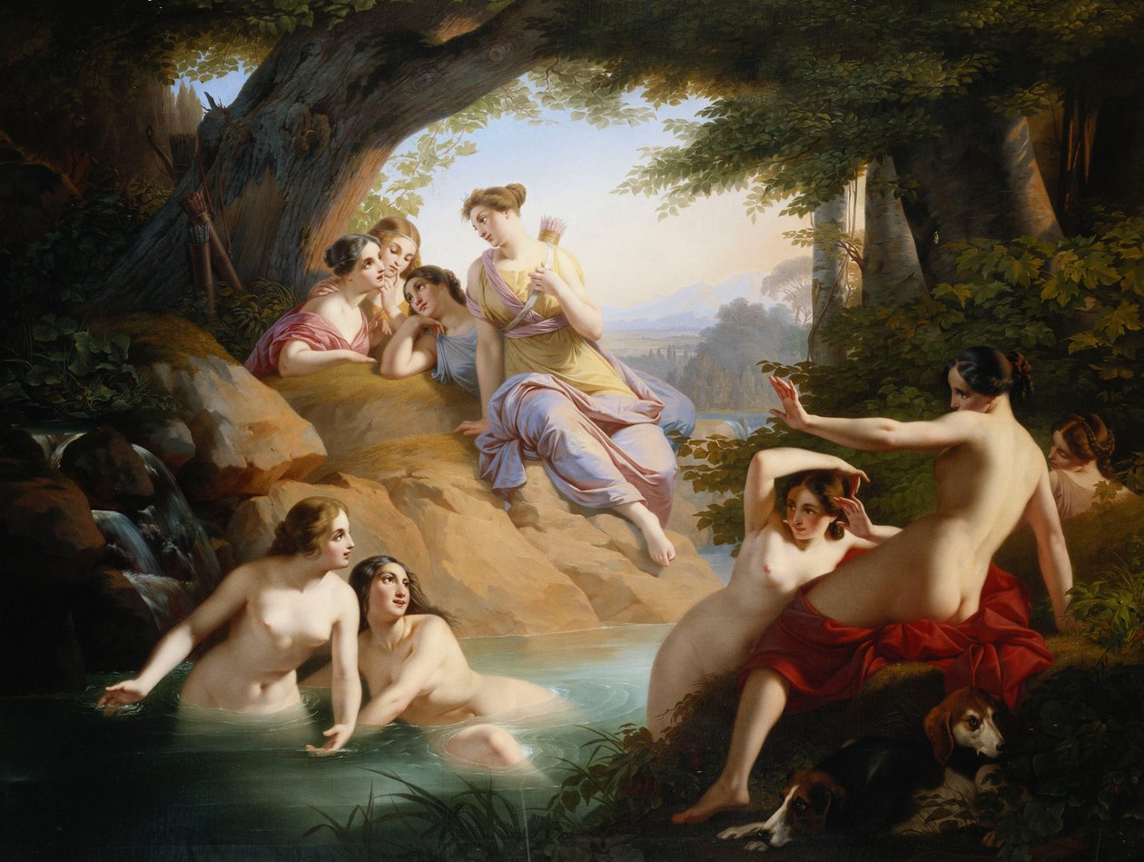 Diana ve Periler Banyoda, 1846 by Emil Jacobs