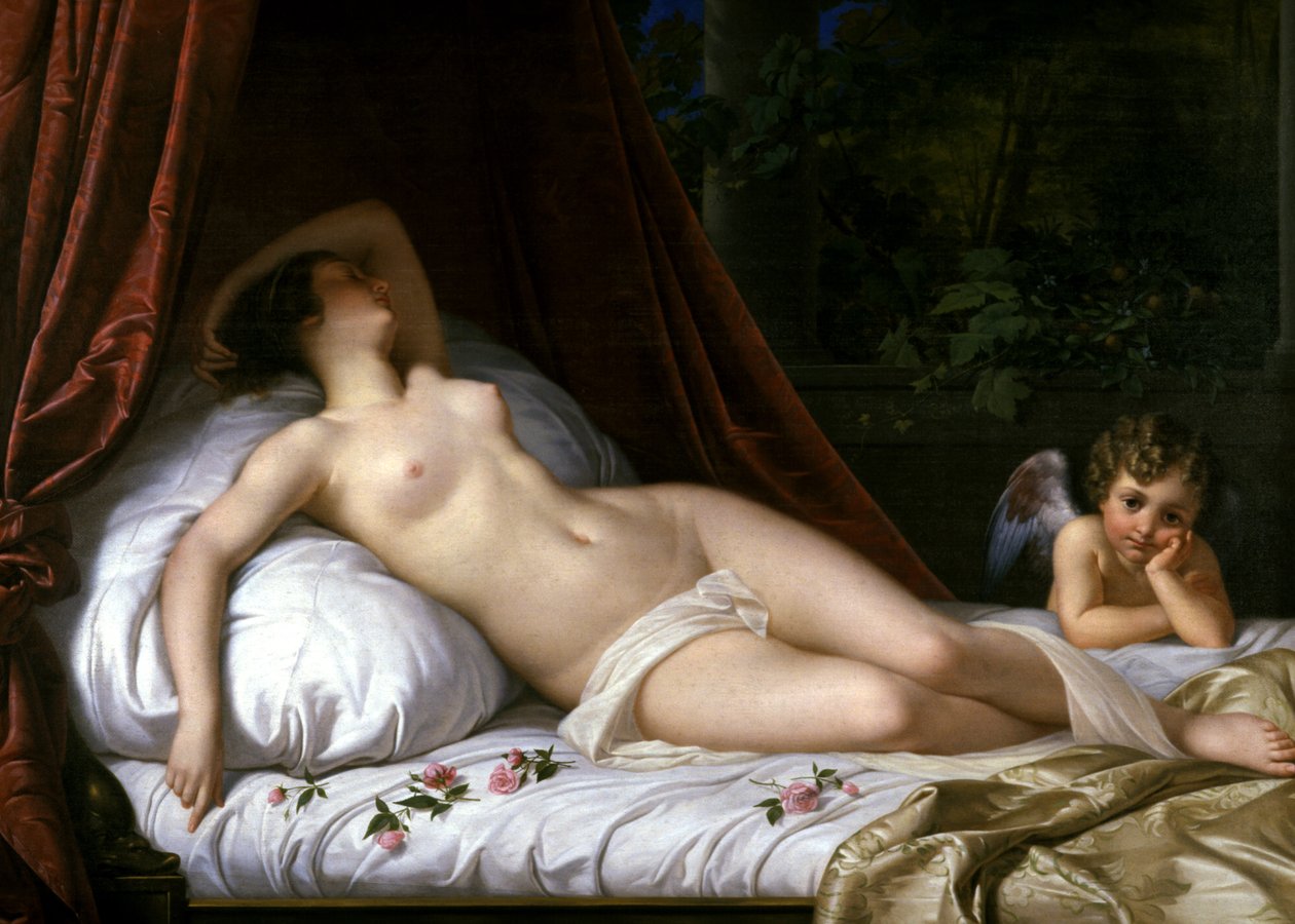 Aşk Tanrısı ile Yaslanmış Venüs, 1839 by Emil Jacobs