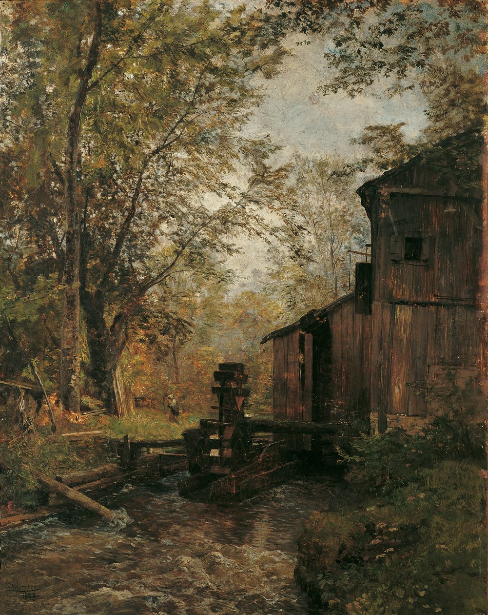 Ischl yakınlarındaki Gosau değirmeni by Emil Jakob Schindler