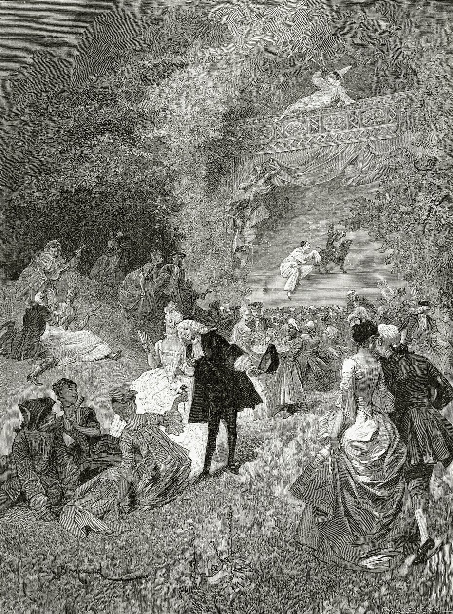 La fête chez Thérèse, 19. Yüzyıl (bw gravür) by Emile Antoine Bayard
