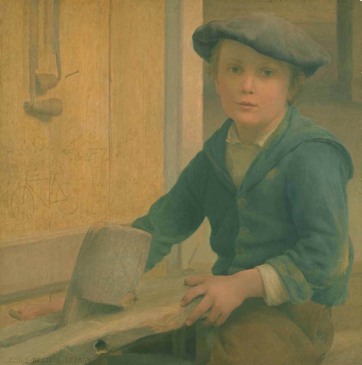 The Young Craftsman (Genç Tamirci) 1901 (panelde tempera) by Emile Bastien Lepage
