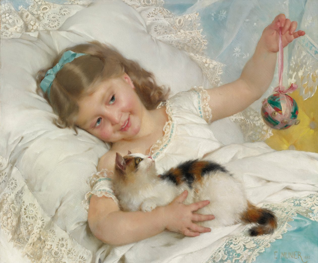 genç kız ve kedi by Emile Munier