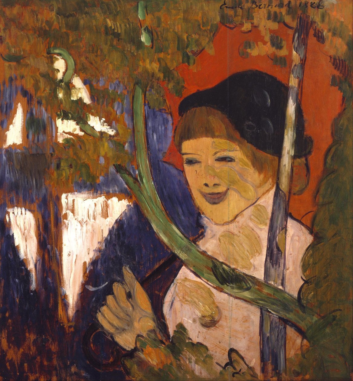 Kırmızı Şemsiyeli Breton Kız by Emile Bernard