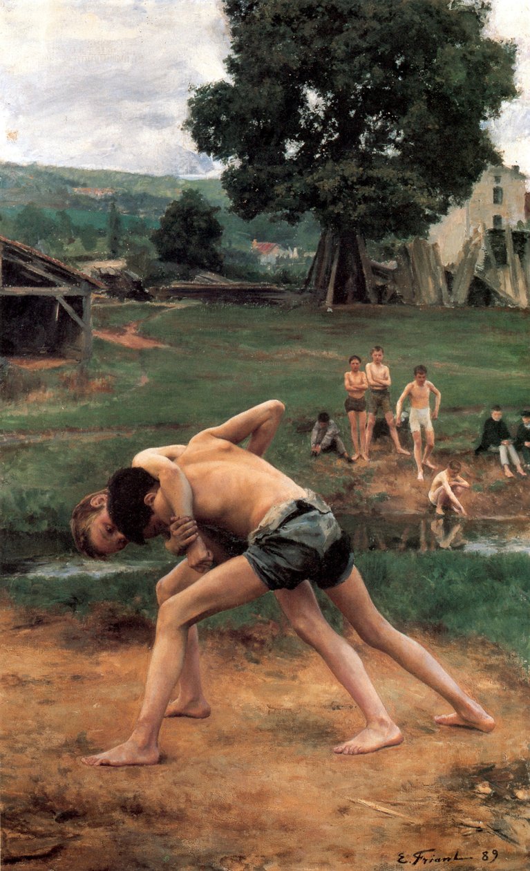 La Lutte Güreşi, 1889. by Emile Friant
