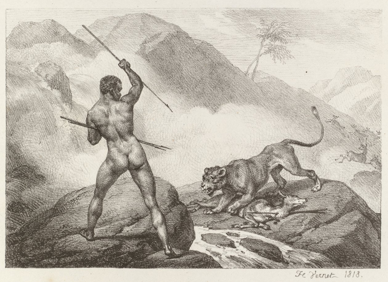 Afrikalı Avcı by Emile Jean Horace Vernet