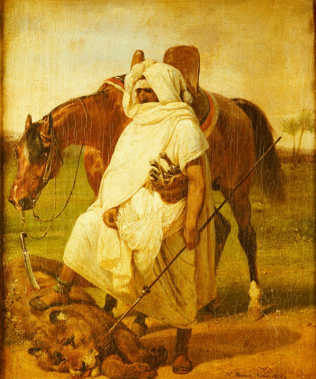 Aslan Avcısı, 1833 by Emile Jean Horace Vernet