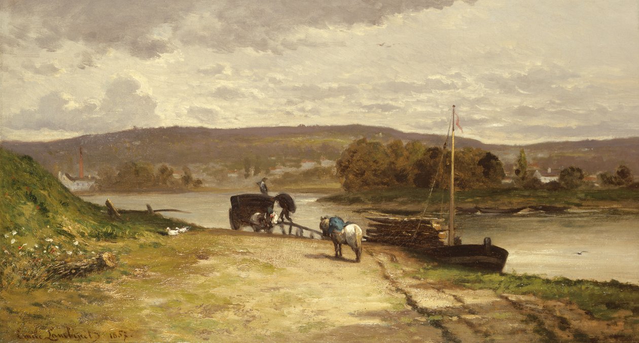 Nehir Manzarası, 1837 by Emile Lambinet