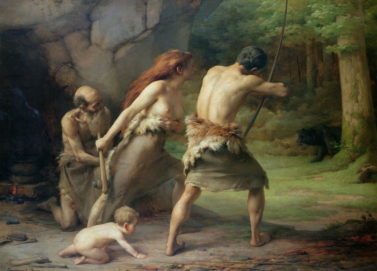Tarih Öncesi İnsan Ayı Avı, 1832 by Emmanuel Benner