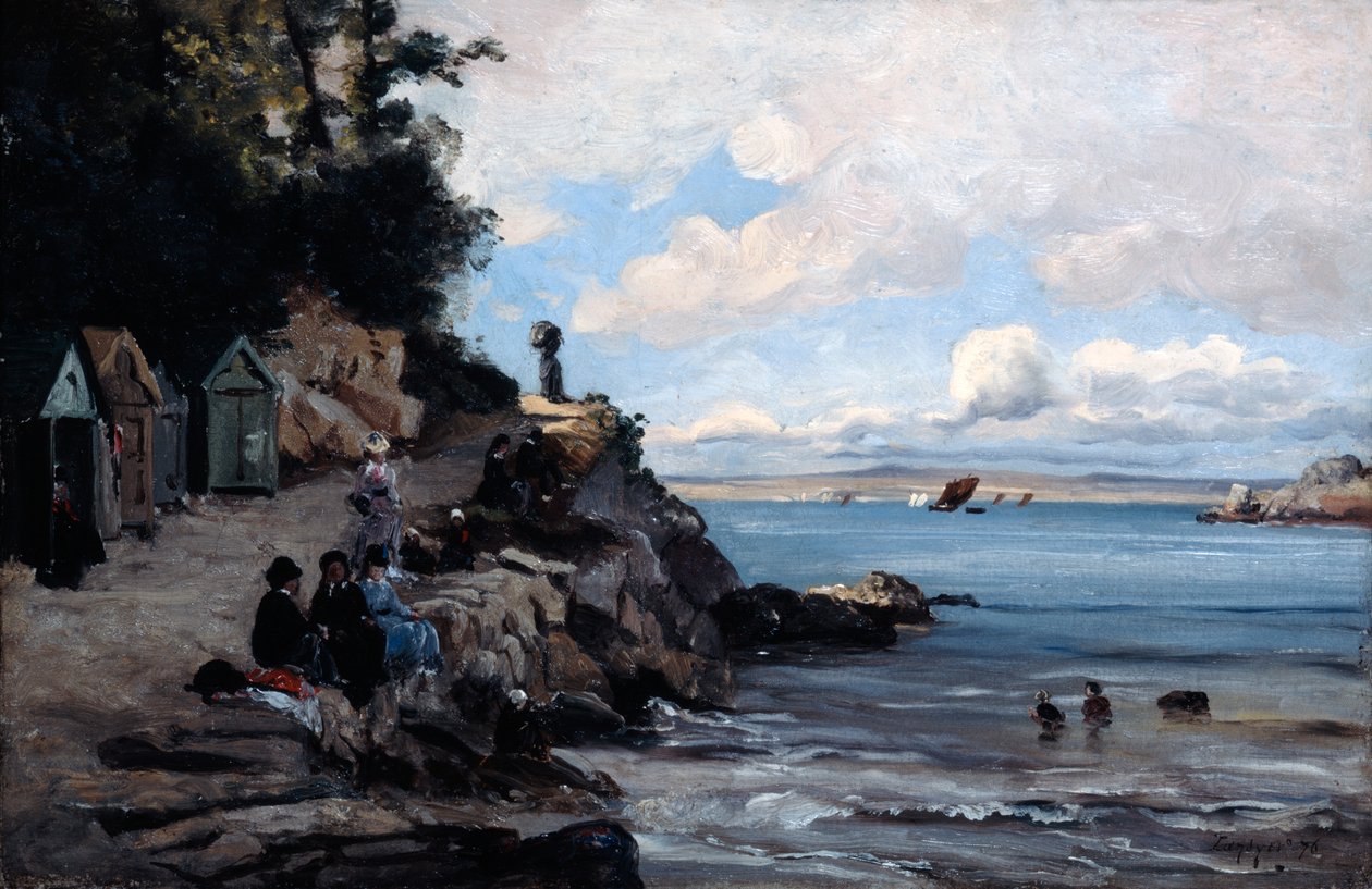 Cumartesi, Kadının Yüzme Sahilinde, 1876. by Emmanuel Lansyer