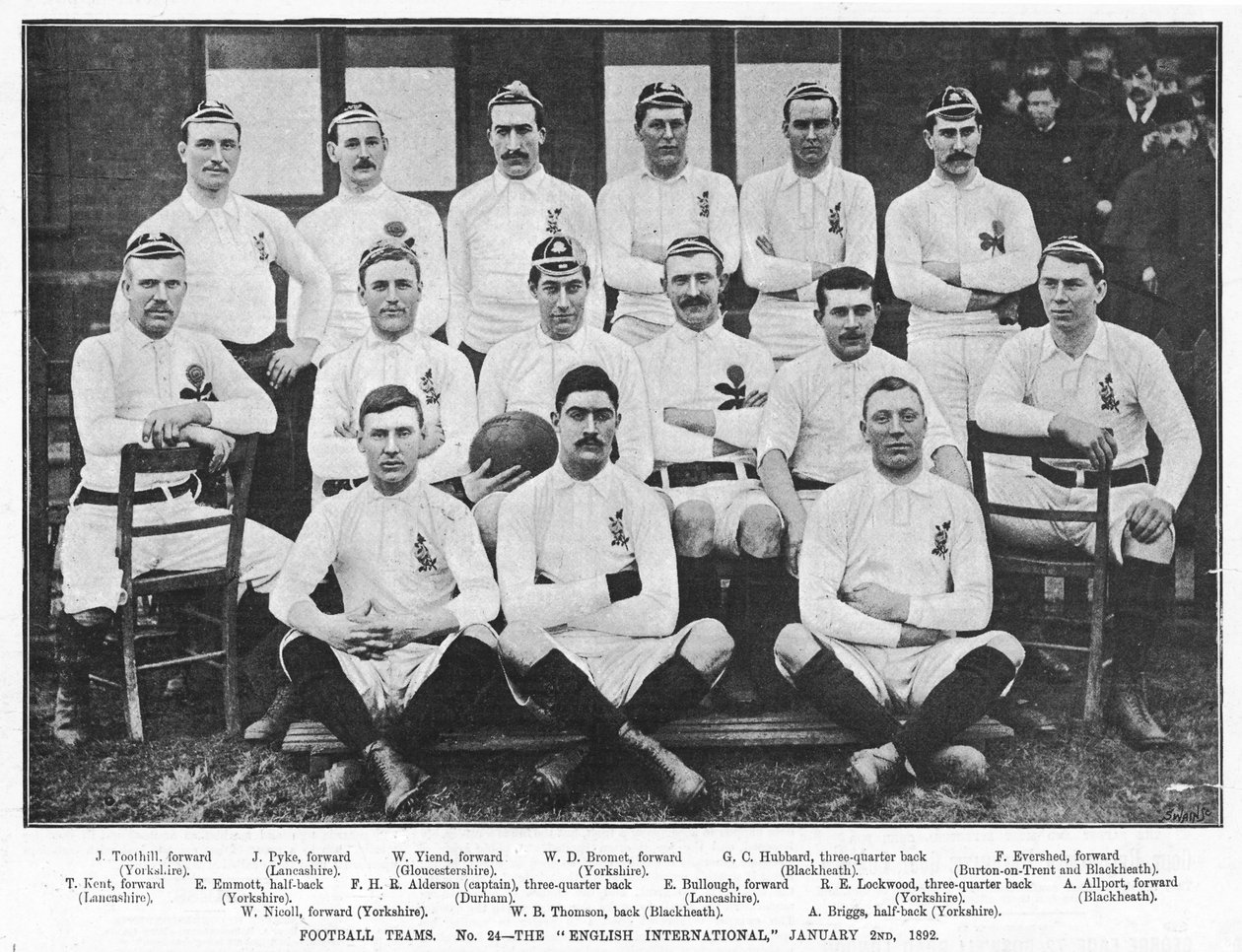 İngiliz Uluslararası Futbol Takımı, 2 Ocak 1892 by English Photographer