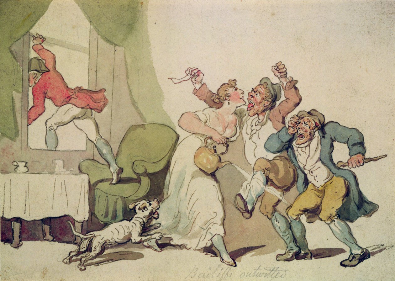 Bailiffs Outwitted (el renkli gravür) by English School
