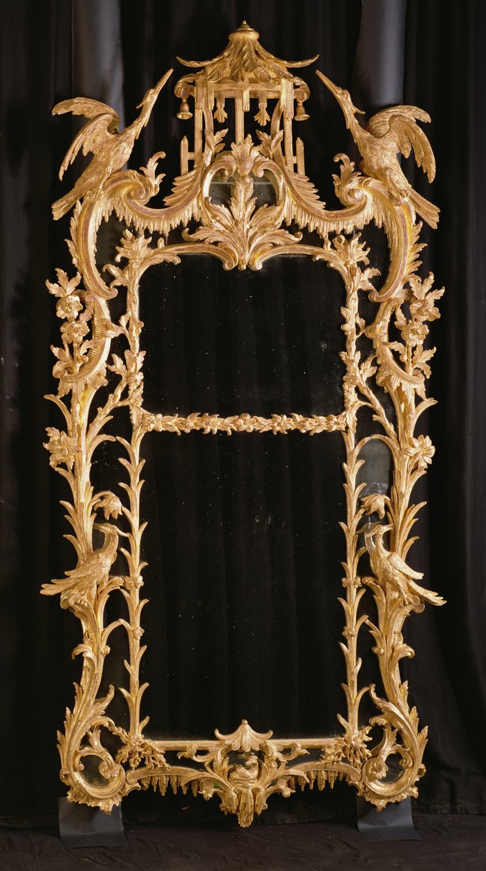 Oymalı ayna, c.1760 (yaldız ağacı) by English School