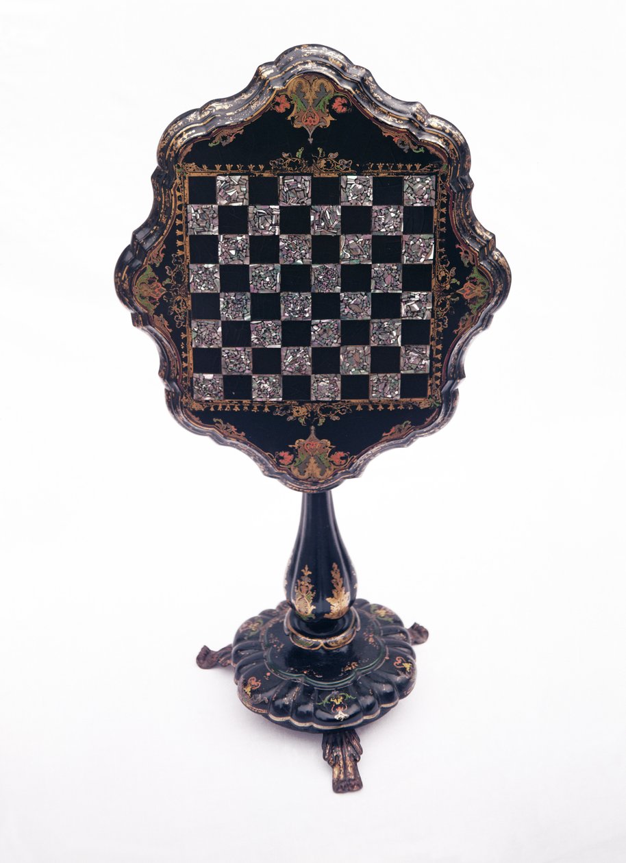 Oyun masası, c.1850-60 (sedef işlemeli kağıt hamuru) by English School