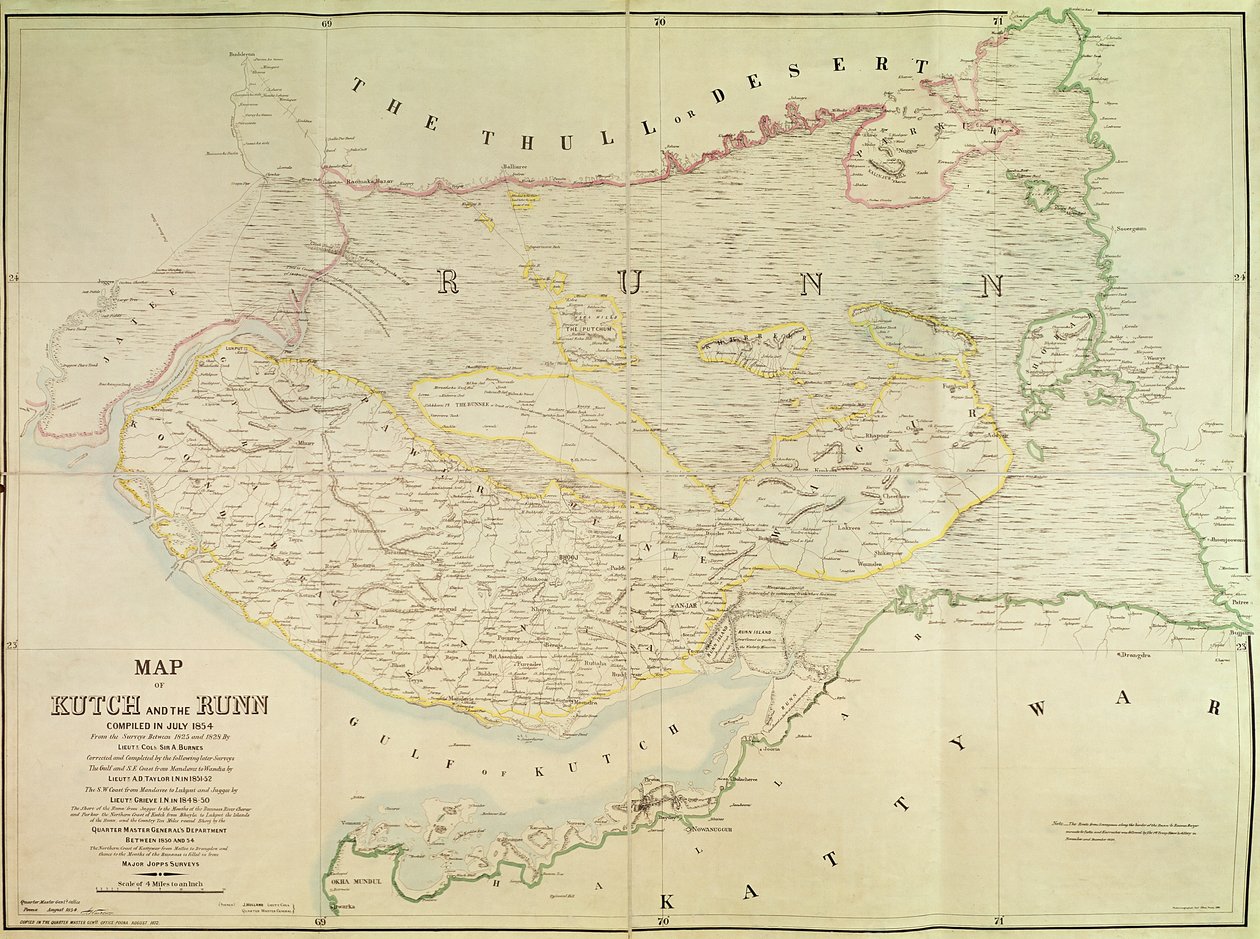 Kutch and Runn Haritası, Hindistan, 1854 by English School