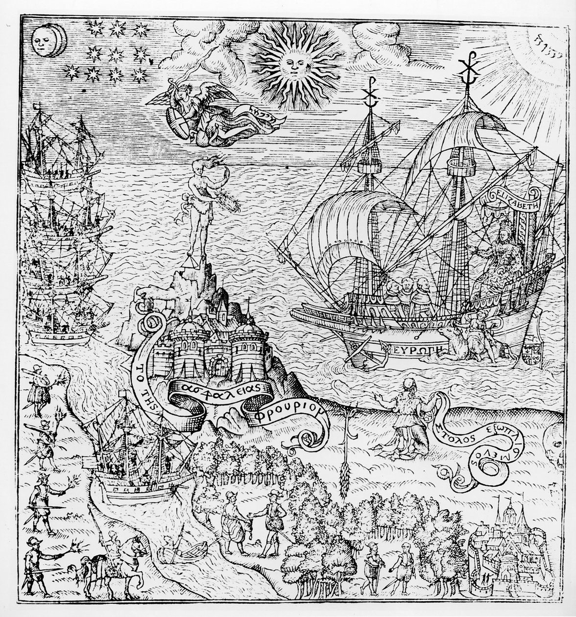 Kraliçe I. Elizabeth (1553-1603) Bir Gemide by English School