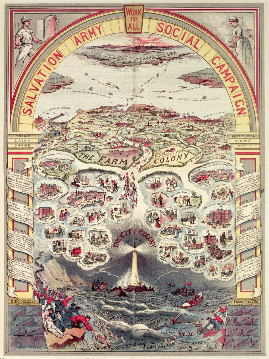 Kurtuluş Ordusu Sosyal Kampanya propaganda afişi, Londra, c.1910 (chromolitho) by English School