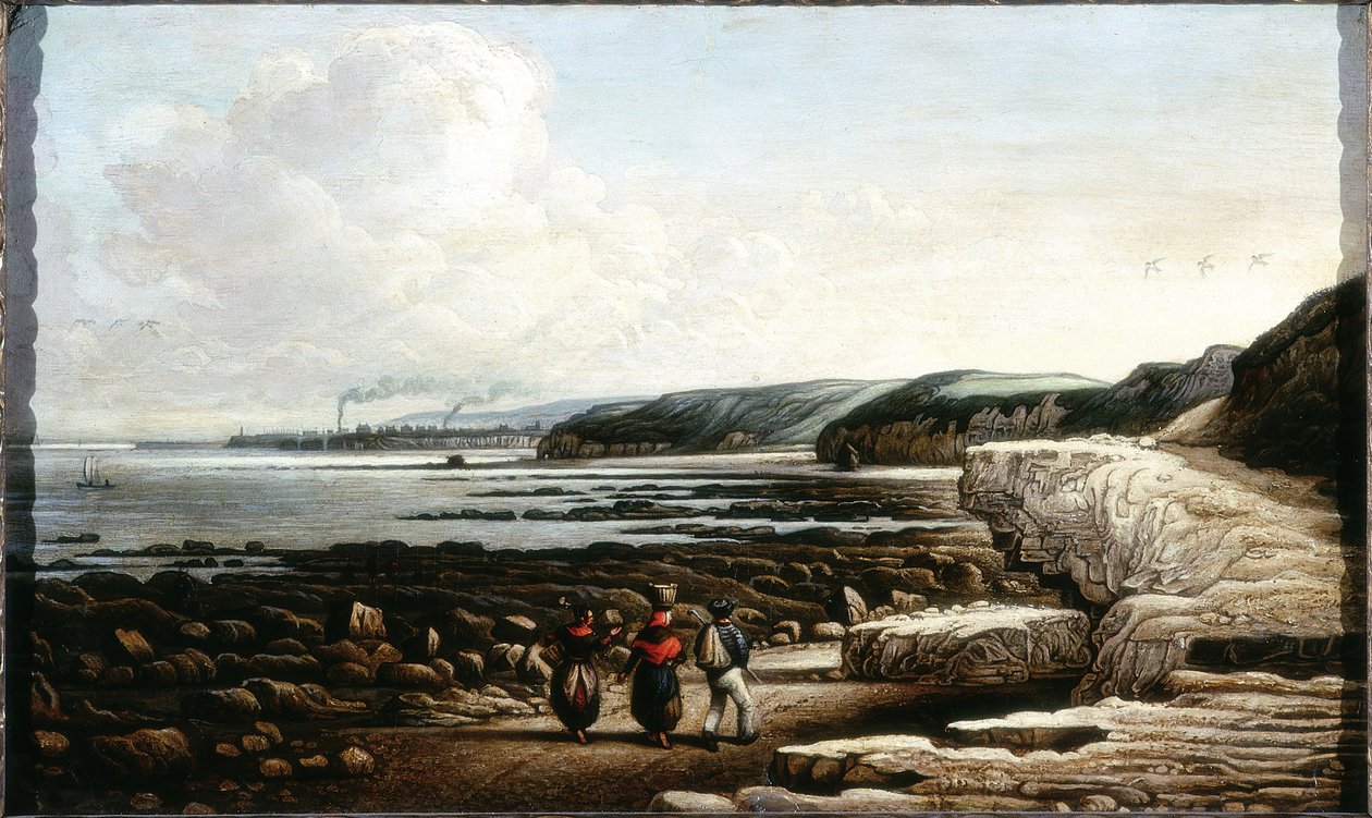Sahil Manzarası, Cullercoats (kart üzerinde yağ ve kurşun kalem) by English School English School