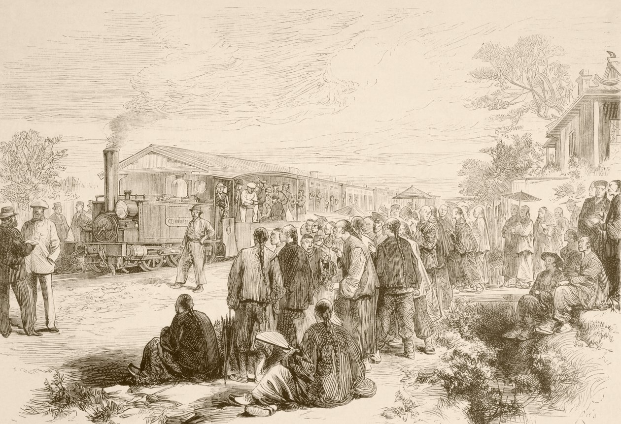 1880 dolaylarında erken bir Çin demiryolu (litho) by English School