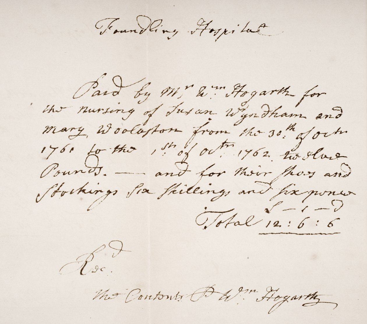 William Hogarth tarafından imzalanmış Foundling Hastanesi makbuzu by English School