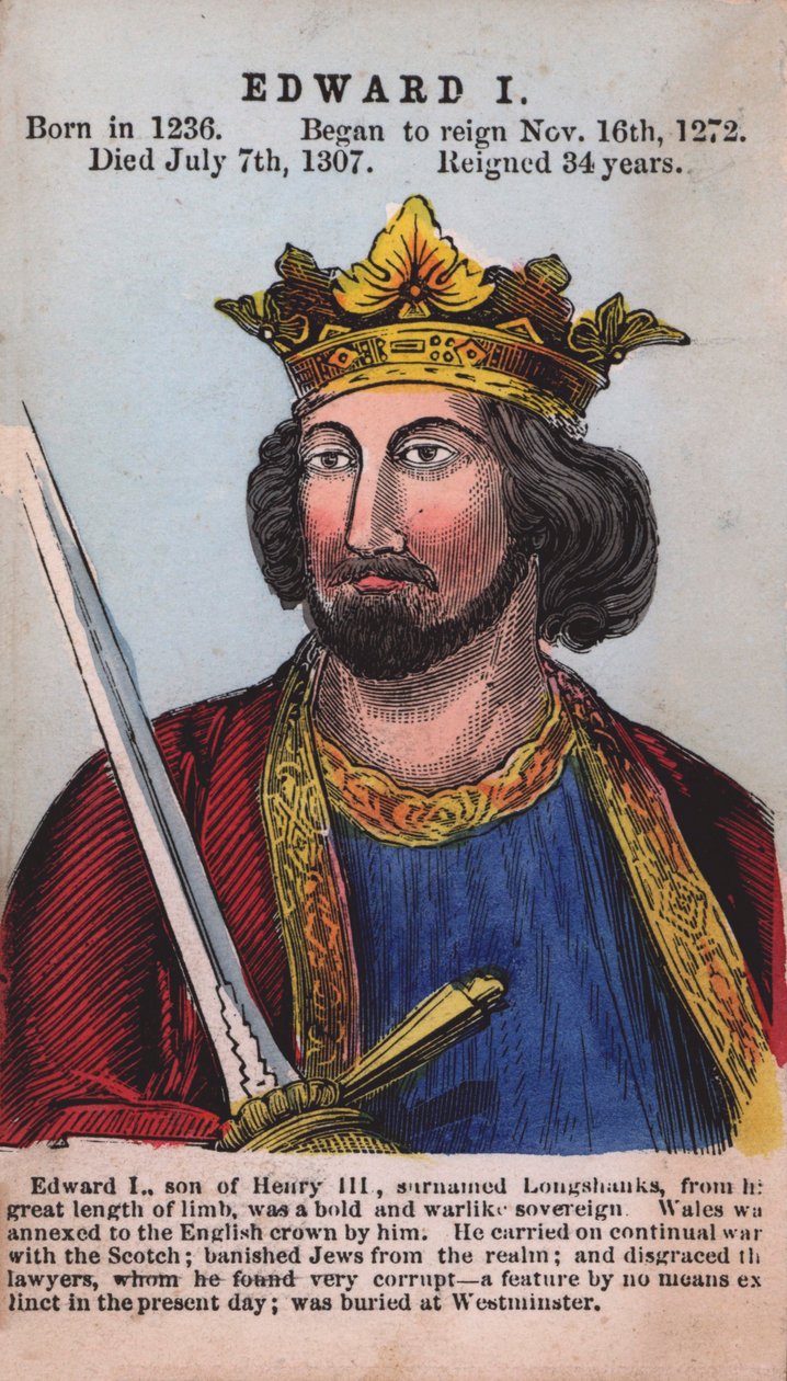 Kral Edward I (renkli gravür) by English School