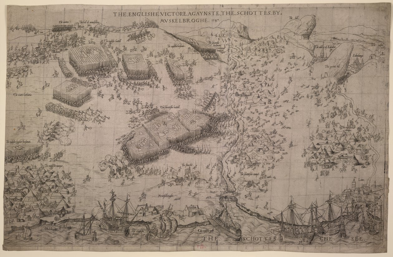 Maps.C.C.5.a.409 Pinkie Savaşı, c.1547-48 (gravür) by English School