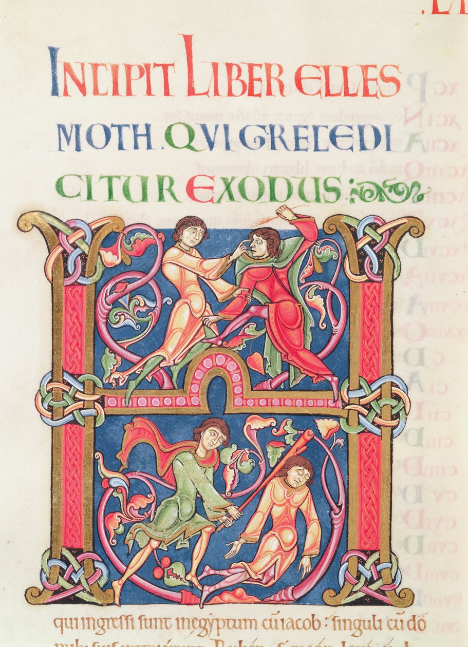 Winchester İncilinden bir sayfa, c.1150-80 (parşömen) by English School