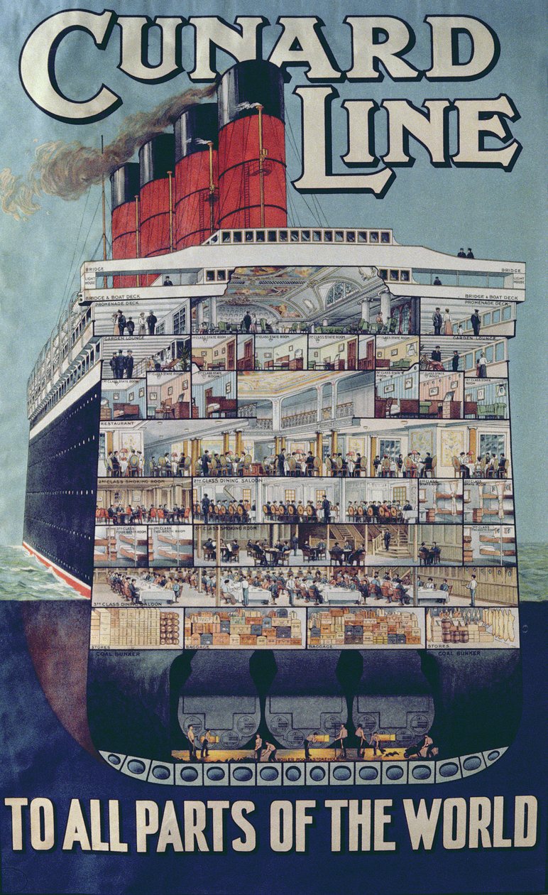 Cunard Line reklam afişi by English School