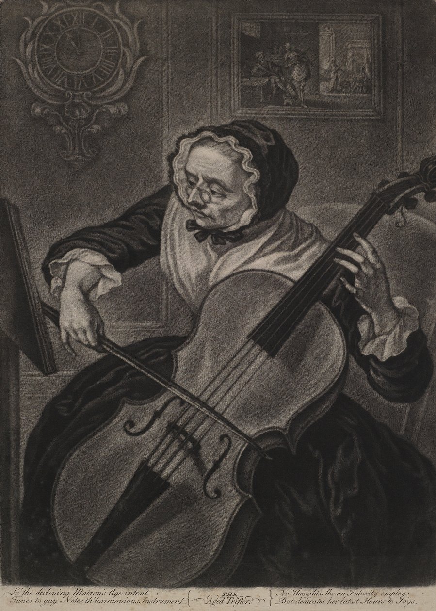 The Aged Trifler, c.1750 (mezzotint) by English School