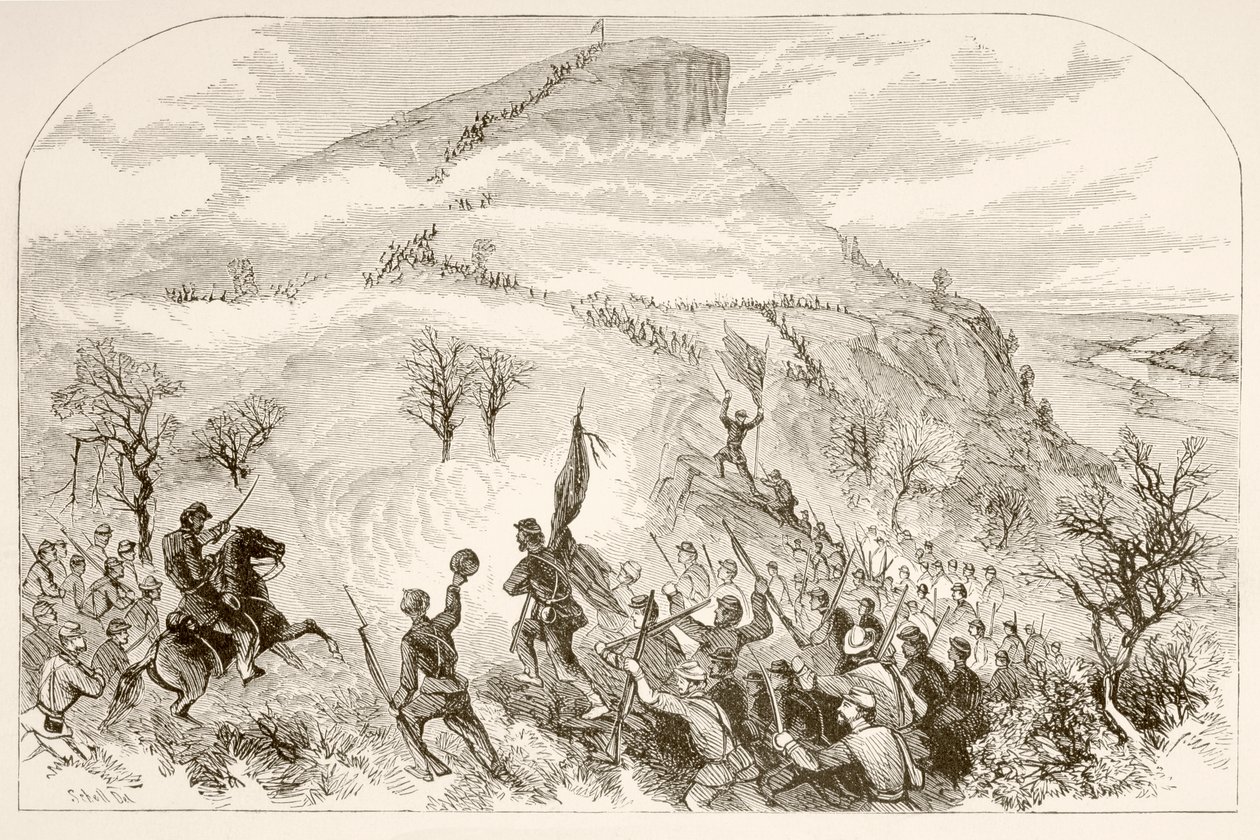 Gözetleme Dağı Savaşı (litho) by English School