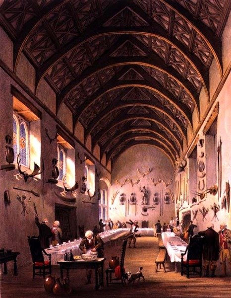 Salon, Cotehele Evi, c.1830-40 (renkli taş) by English School
