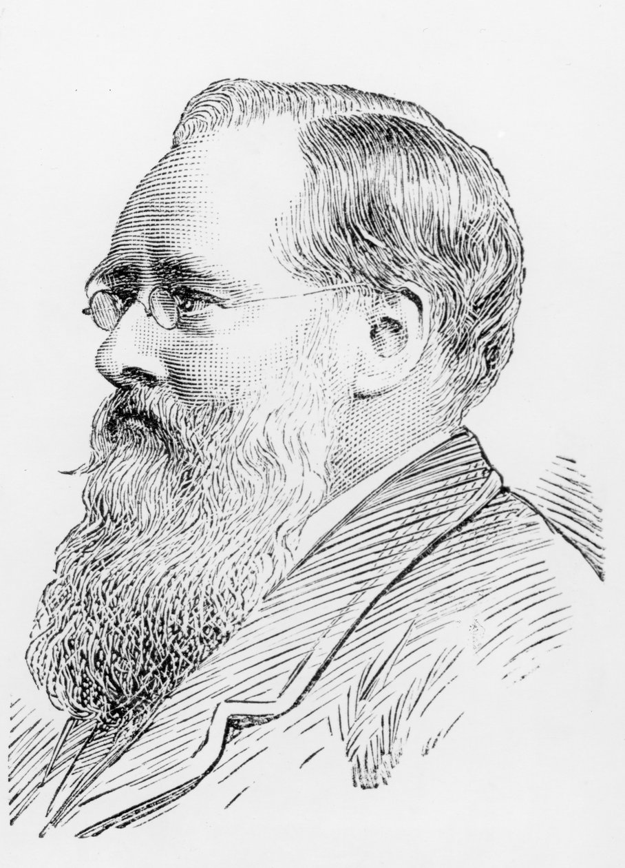 Wilkie Collins (1824-89) (gravür) (bw fotoğraf) by English School