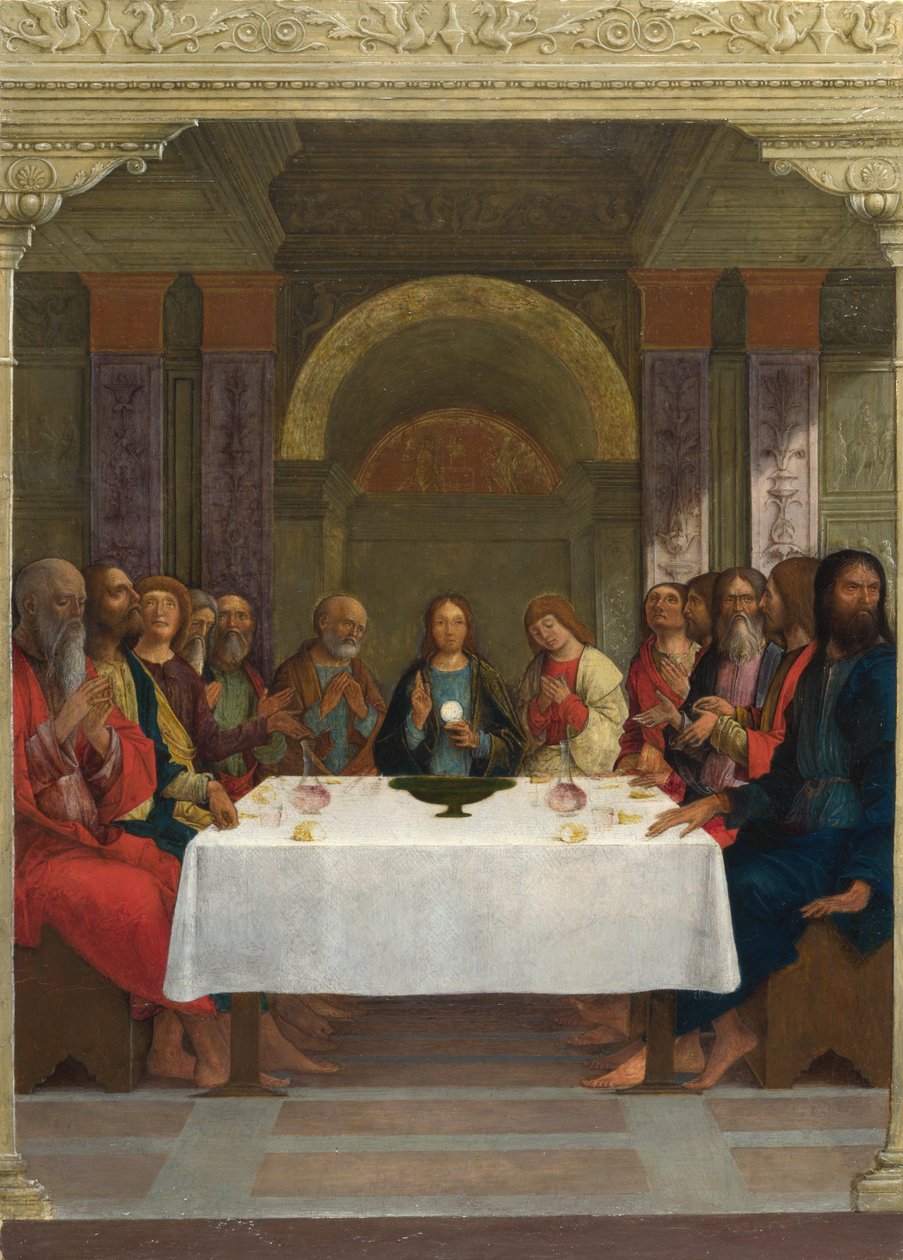 Eucharist Enstitüsü, c.1490 (panelde mizaç) by Ercole de Roberti