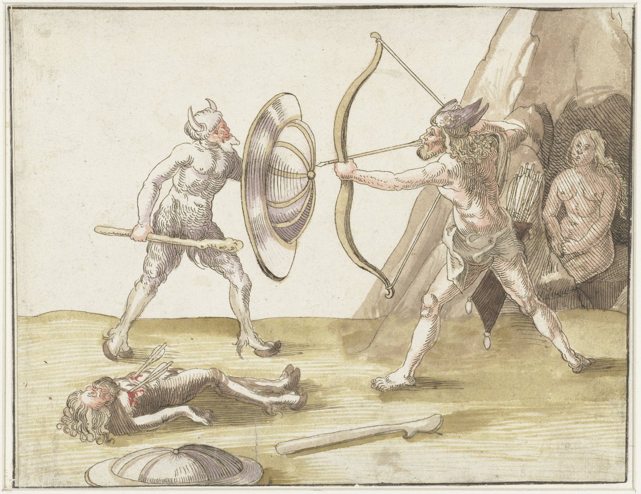 iki vahşi adam arasında kavga by Erhard Schon