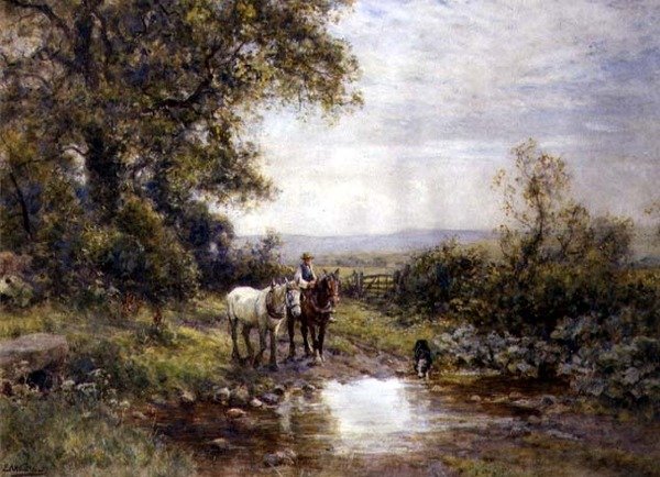Dere kenarındaki atlar by Ernest Albert Waterlow