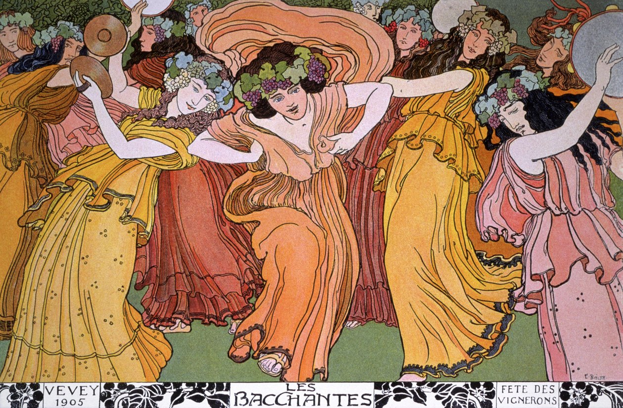 Fransa'nın Vevey kentinde şarap üreticileri ziyafet çekiyor: Bacchantes by Ernest Bieler