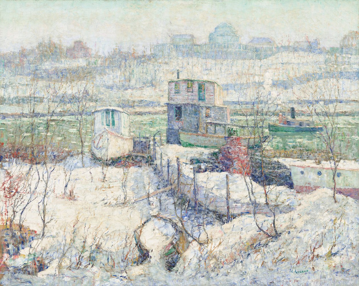 Kayıkhane, Kış, Harlem Nehri, c. 1916. by Ernest Lawson